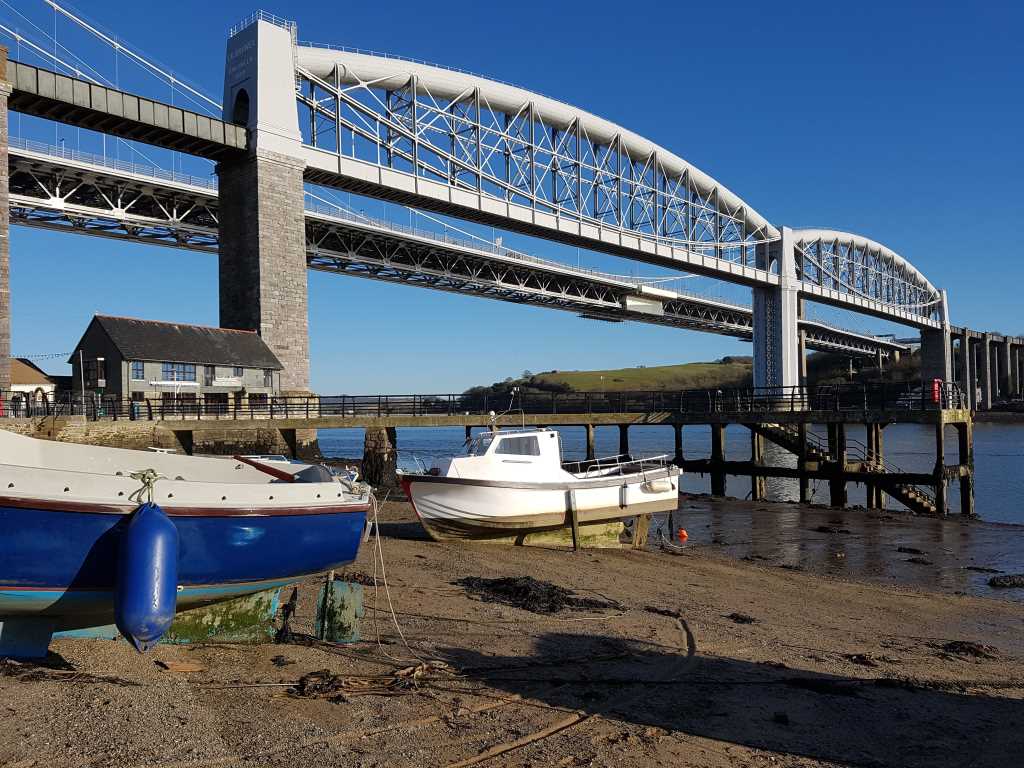 Waterfront With Two Bridges and Pier